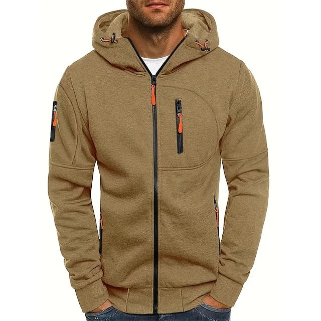 Men's Hooded Jacket with Zip | Sporty Style with Hood and Pockets