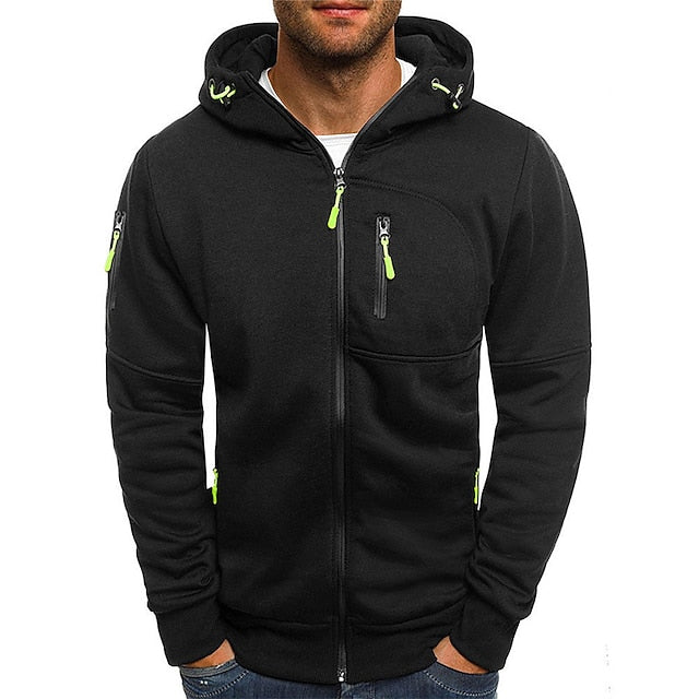 Men's Hooded Jacket with Zip | Sporty Style with Hood and Pockets