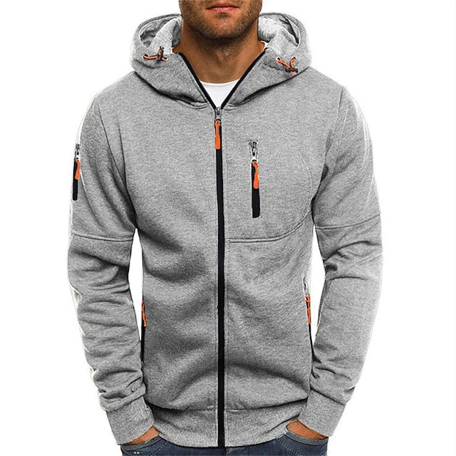 Men's Hooded Jacket with Zip | Sporty Style with Hood and Pockets