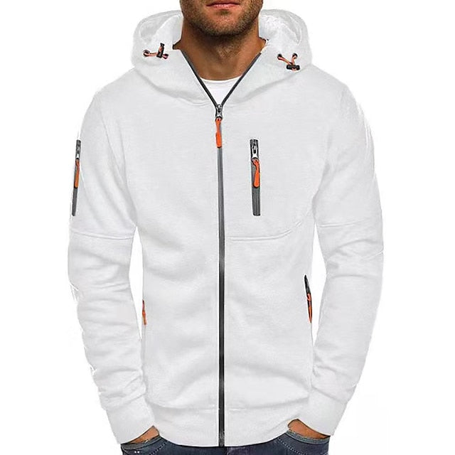 Men's Hooded Jacket with Zip | Sporty Style with Hood and Pockets