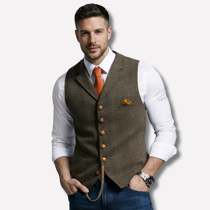 Classic Formal Vest with Notched Lapel and Button Closure