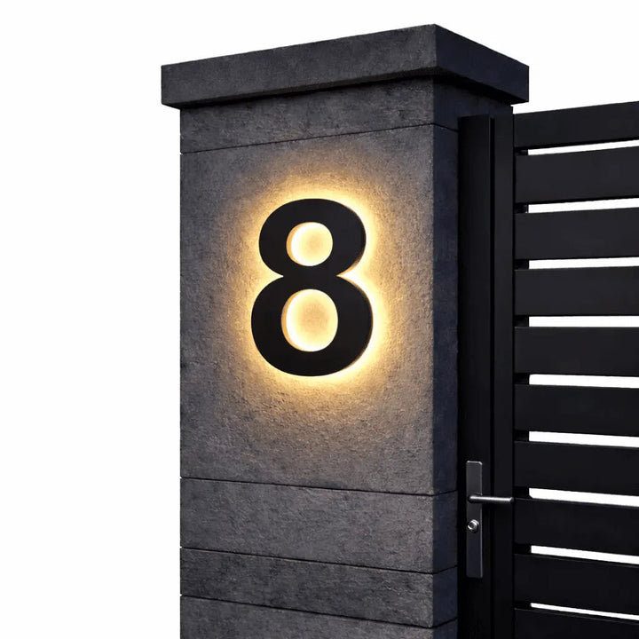 LED House Number Sign with Backlight – Modern, Illuminated Entrance Plaque