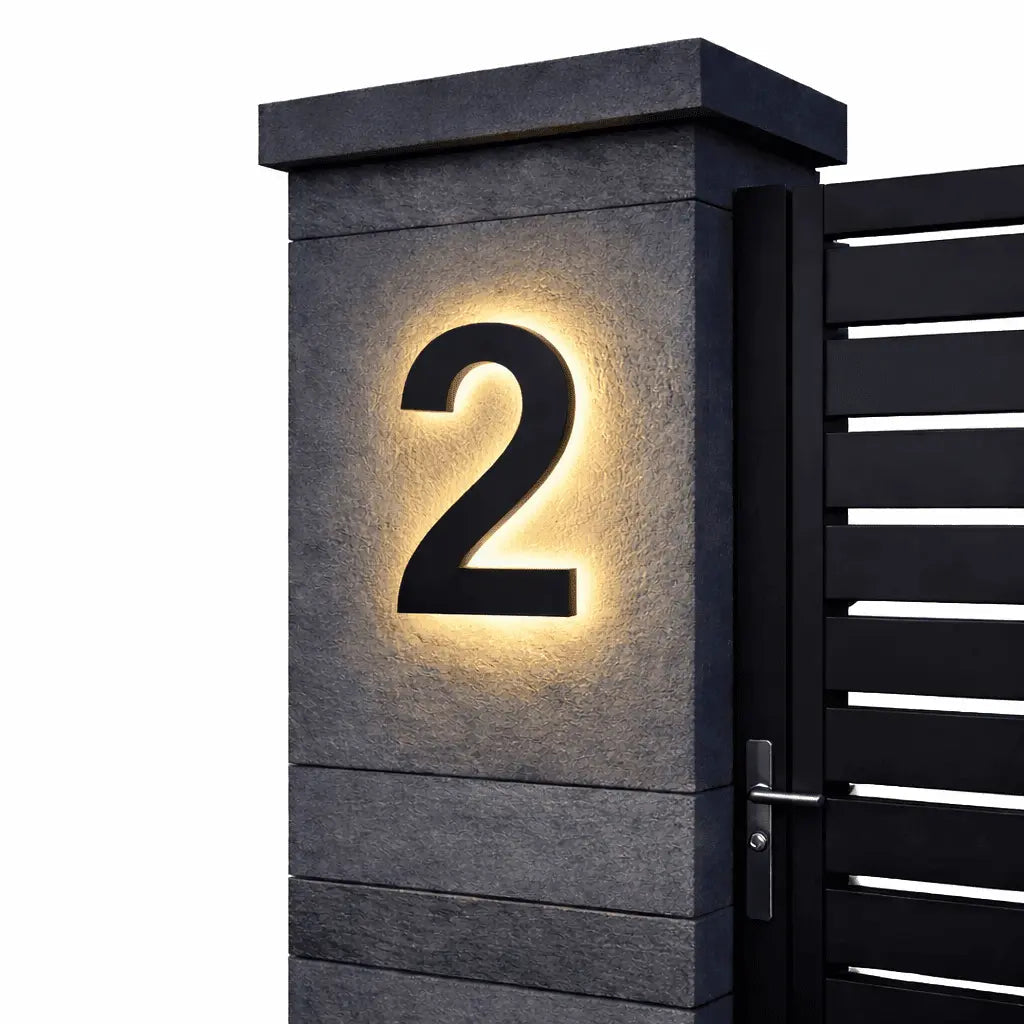 LED House Number Sign with Backlight – Modern, Illuminated Entrance Plaque
