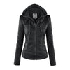 Melody – Faux Leather Biker Jacket with Hood