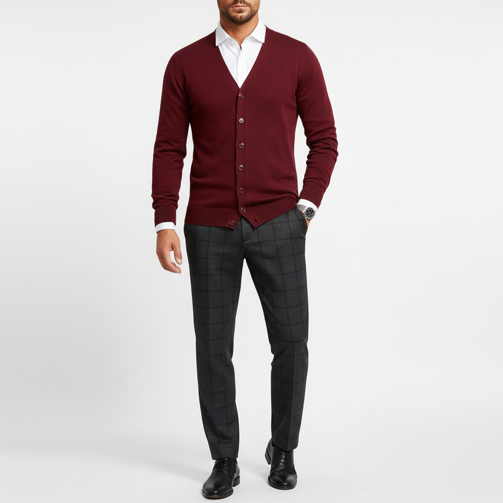 Light Warm Sweater with Button Placket - Elijah