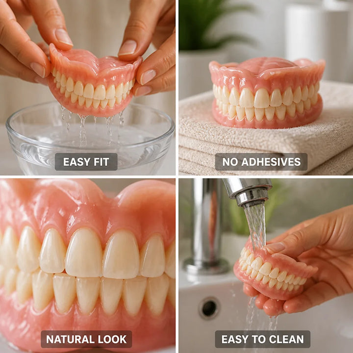 Denture Set, Thermoformable, Customizable, No Adhesive Needed