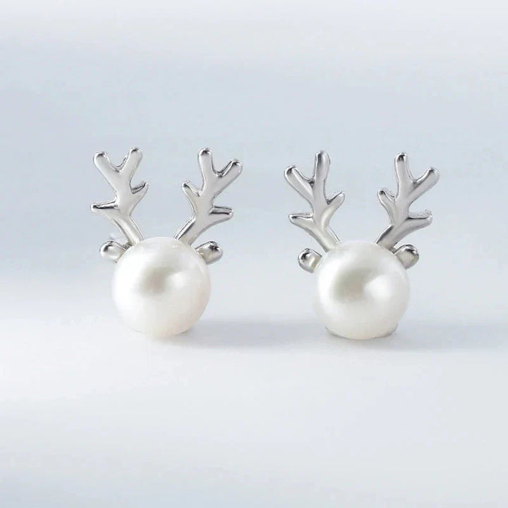 Deer Pearl Stud Earrings