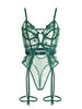 Women's Green Lace Bodysuit with Underwire