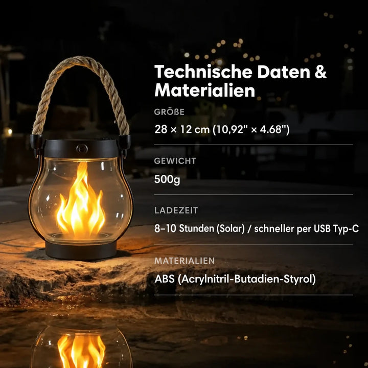 Outdoor Solar Lantern with Flickering Flame Effect