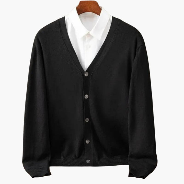 Men’s V‑Neck Button‑Front Cardigan – Classic Knit Layer