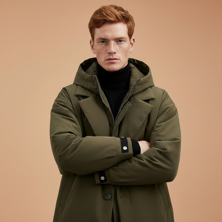 Men's Waterproof Hooded Trench Coat, Long Rain Jacket for City and Travel