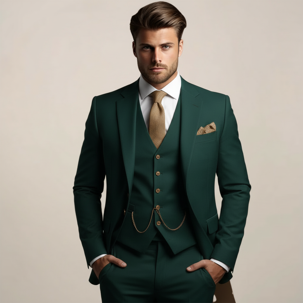 Breathable Three-Piece Men's Wedding Suit – Tailored, Formal Spring Fashion
