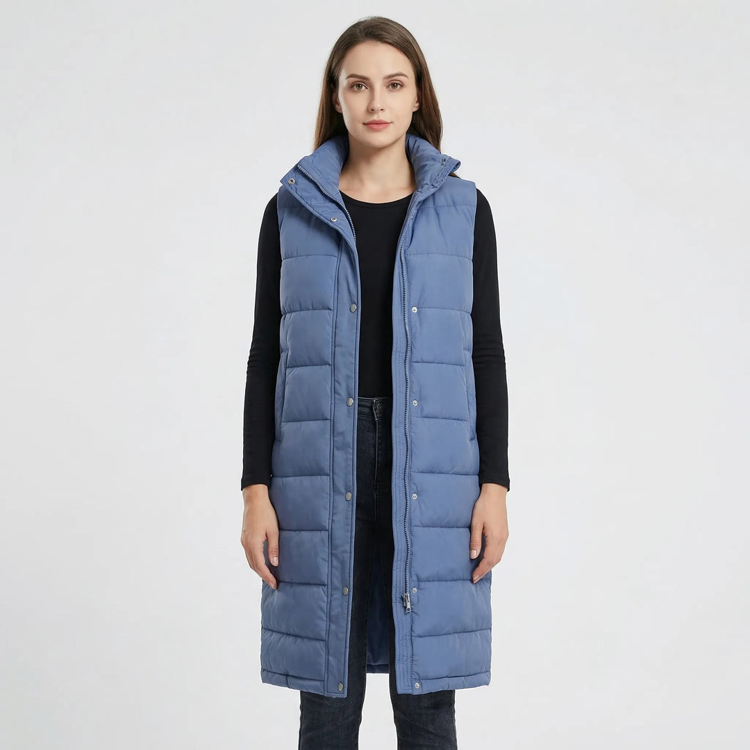 Midi-Length Padded Vest - Hazel