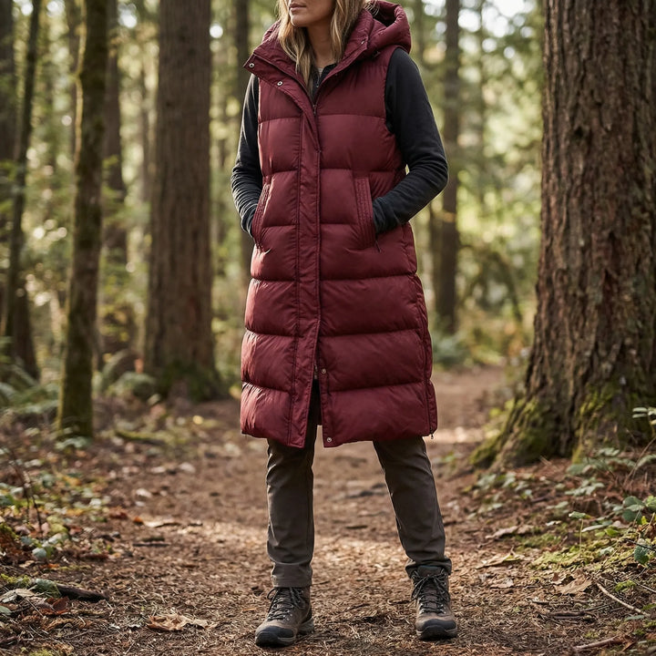 Midi-Length Padded Vest - Hazel