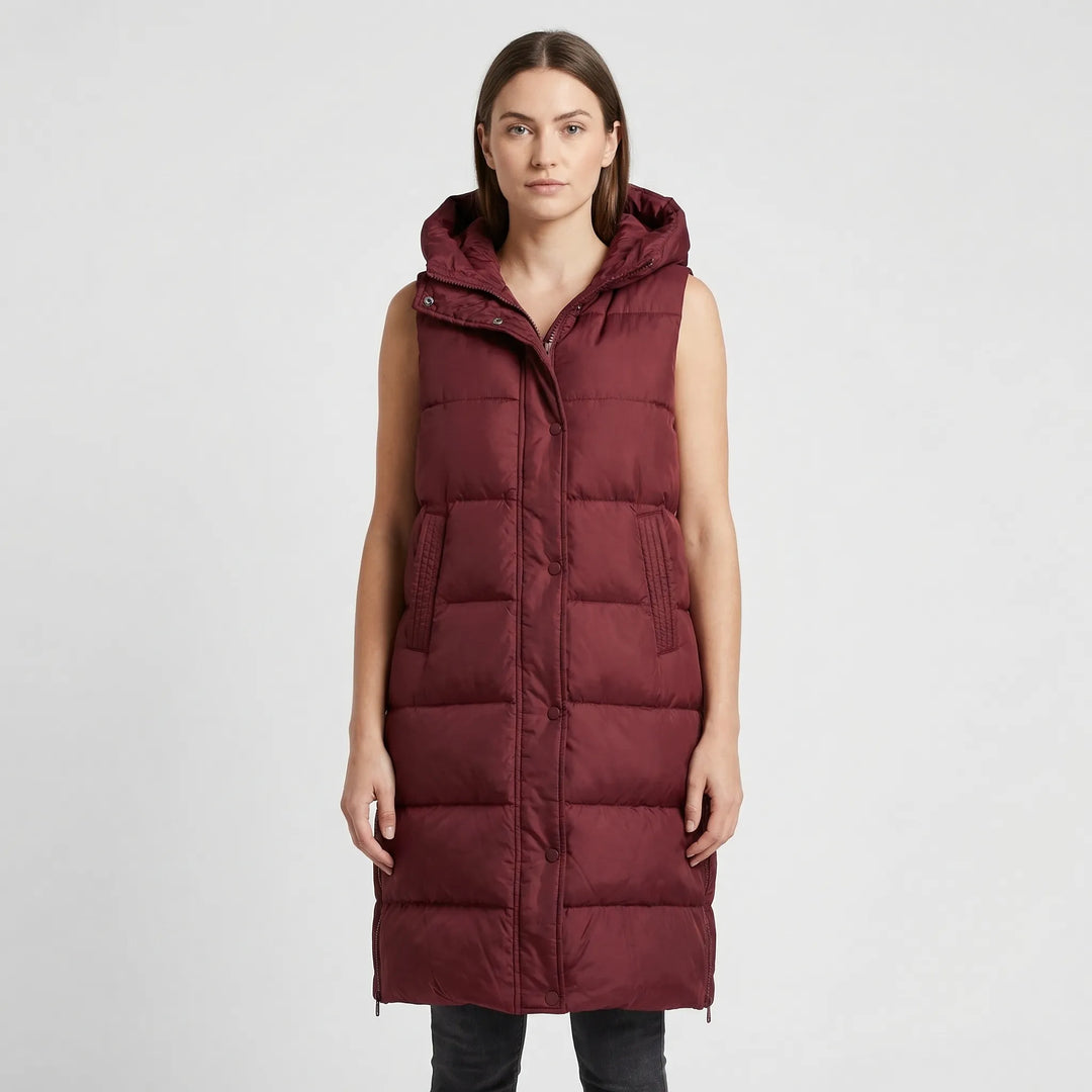 Midi-Length Padded Vest - Hazel