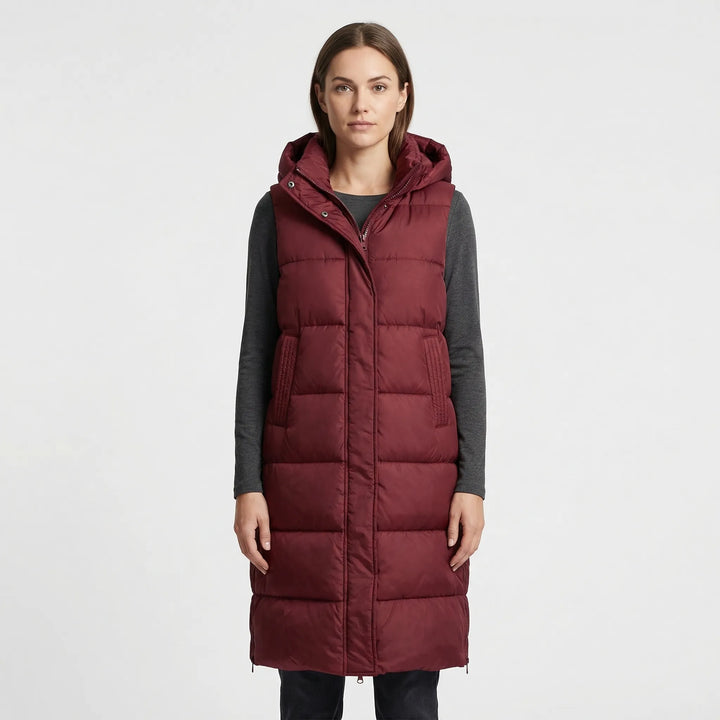 Midi-Length Padded Vest - Hazel