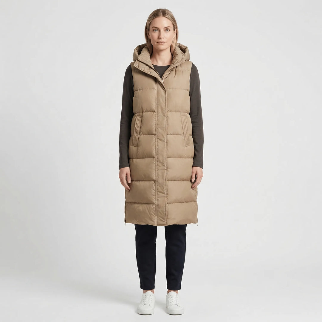 Midi-Length Padded Vest - Hazel
