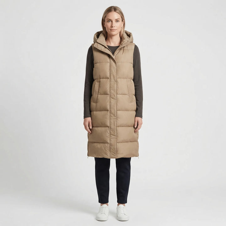 Midi-Length Padded Vest - Hazel
