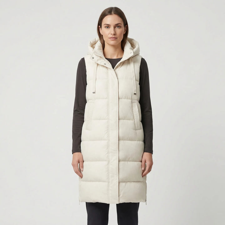 Midi-Length Padded Vest - Hazel