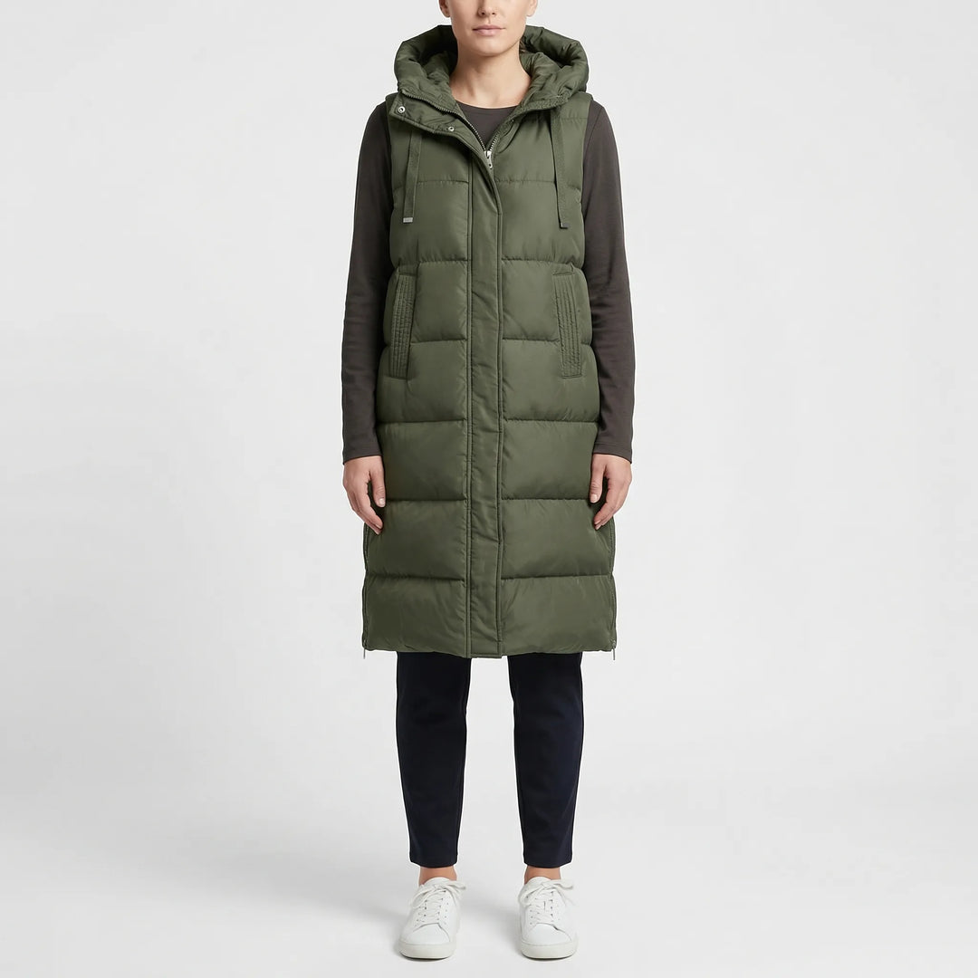 Midi-Length Padded Vest - Hazel