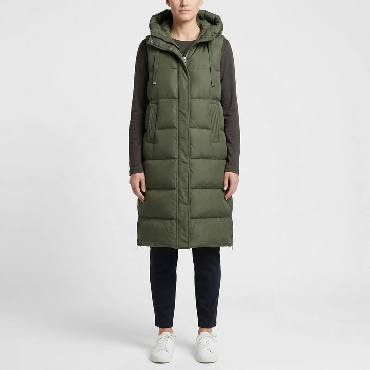 Midi-Length Padded Vest - Hazel