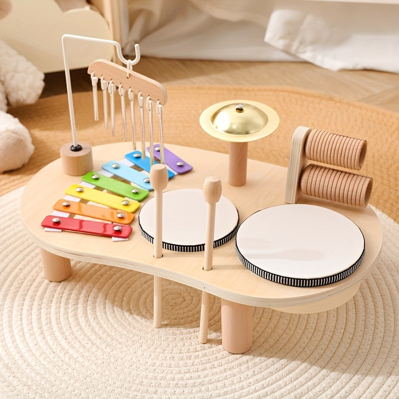 Wooden Montessori Music Table – All-in-One Musical Instrument Set for Children