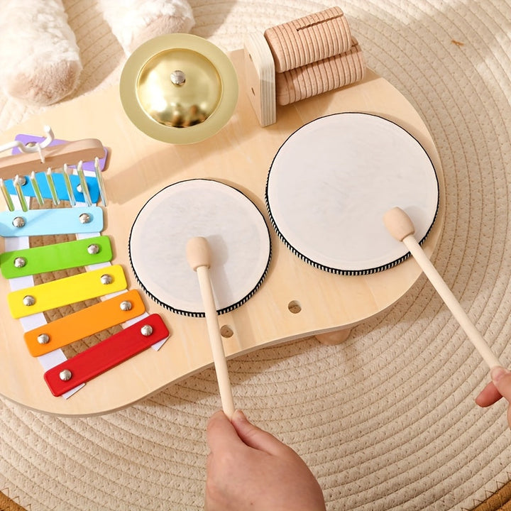 Wooden Montessori Music Table – All-in-One Musical Instrument Set for Children