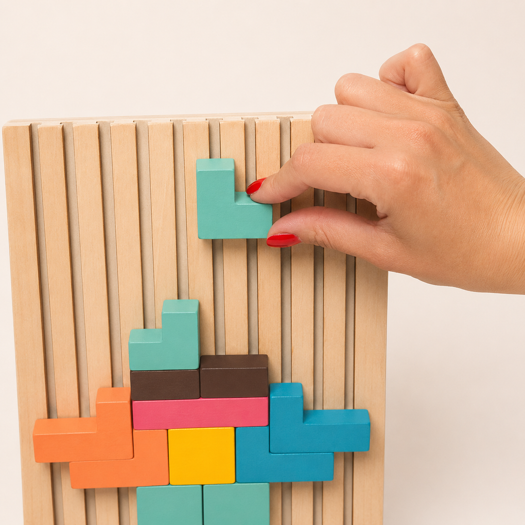Montessori Wooden Tetris Stacking Puzzle – Educational Toy