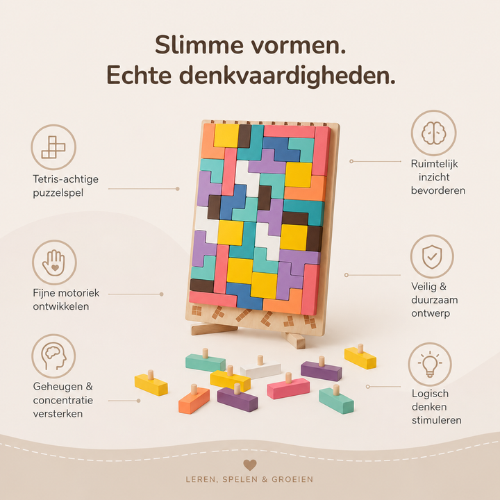 Montessori Wooden Tetris Stacking Puzzle – Educational Toy