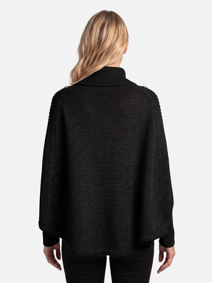 Women's Cable Knit Turtleneck Sweater with Buttons
