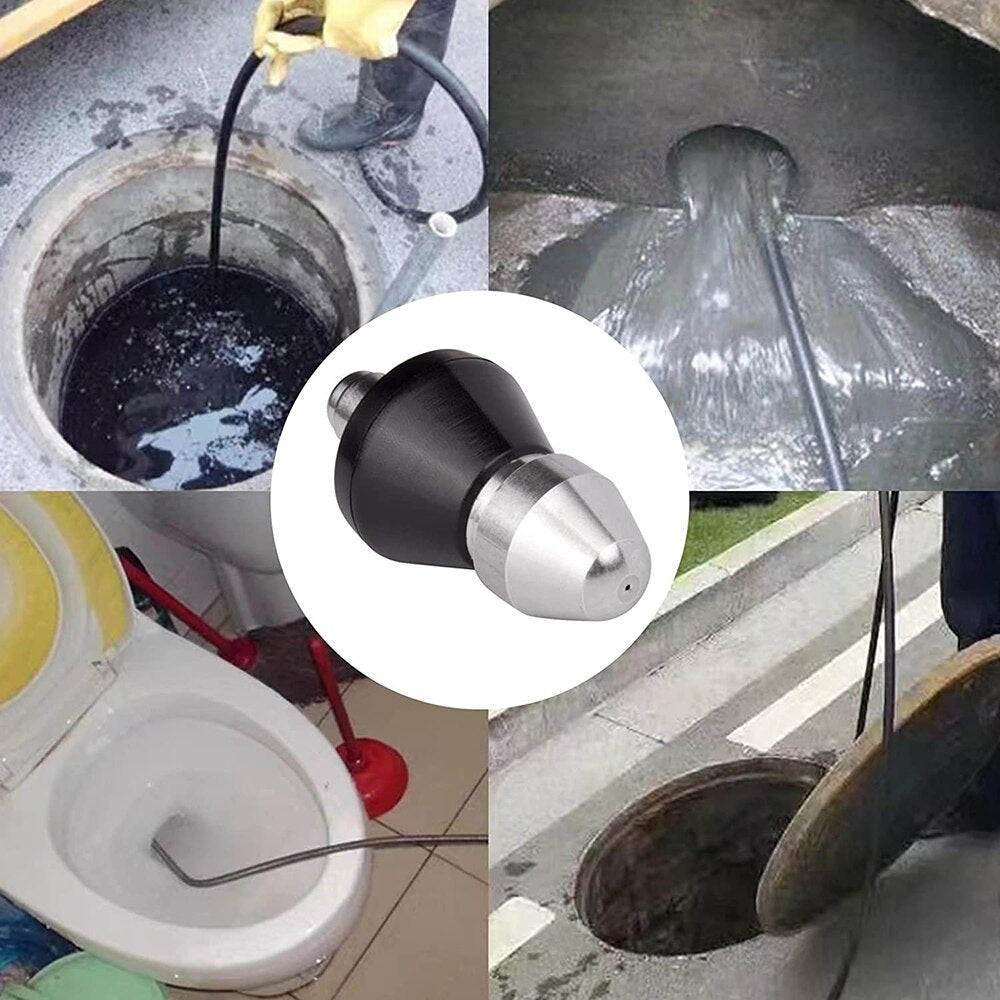 High-Pressure Sewer Cleaning Nozzle – Stainless Steel Spray for Quick Pipe Cleaning