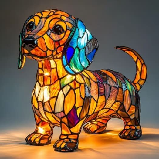 Warm-glow dog breed night light, 6 inch, USB-powered light with in-line switch