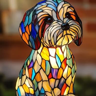 Warm-glow dog breed night light, 6 inch, USB-powered light with in-line switch