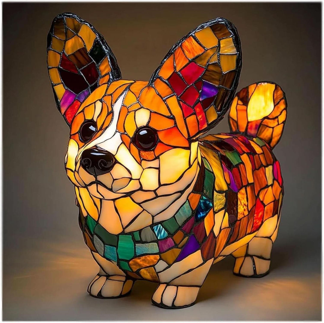 Warm-glow dog breed night light, 6 inch, USB-powered light with in-line switch