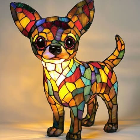 Warm-glow dog breed night light, 6 inch, USB-powered light with in-line switch