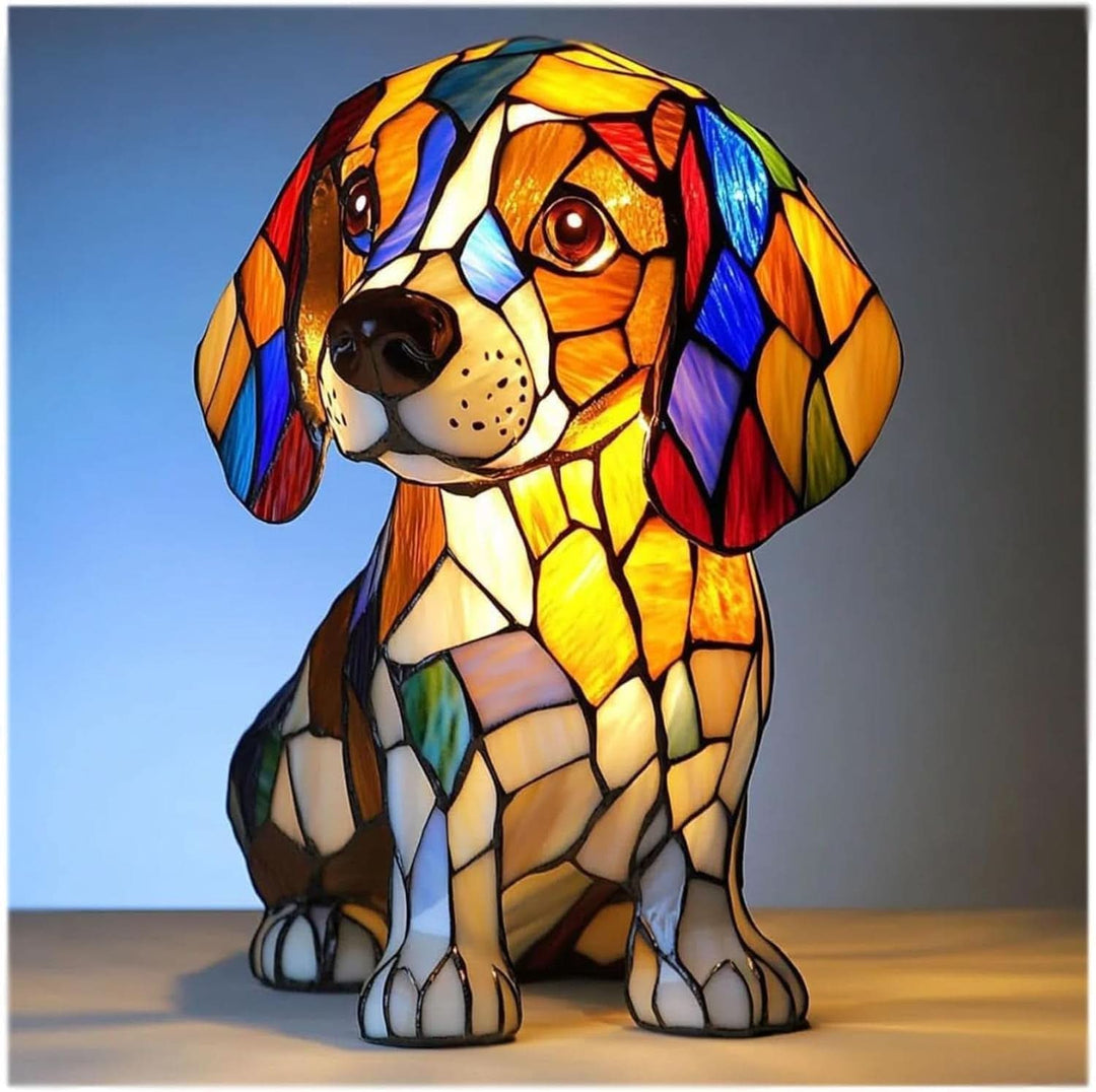 Warm-glow dog breed night light, 6 inch, USB-powered light with in-line switch