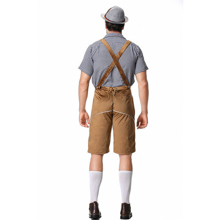 Bavarian men's costume set with lederhosen and shirt