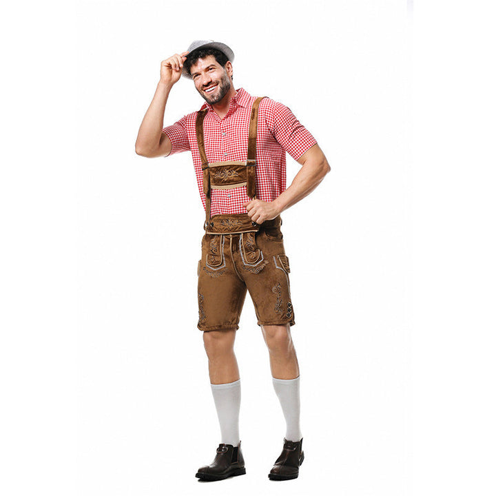Bavarian men's costume set with lederhosen and shirt