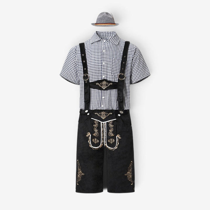 Bavarian men's costume set with lederhosen and shirt