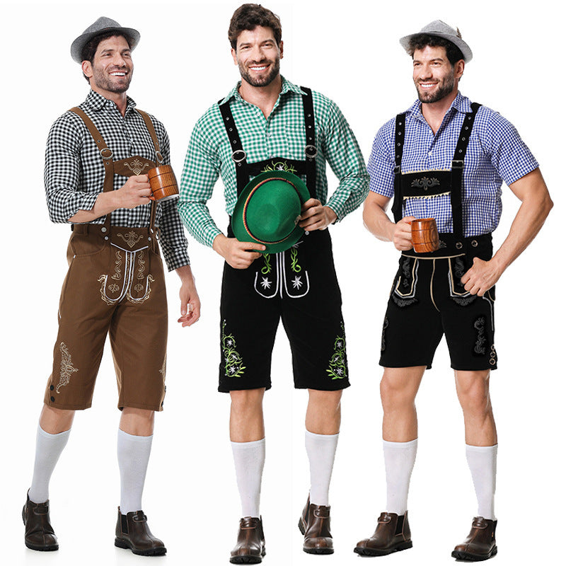 Bavarian men's costume set with lederhosen and shirt