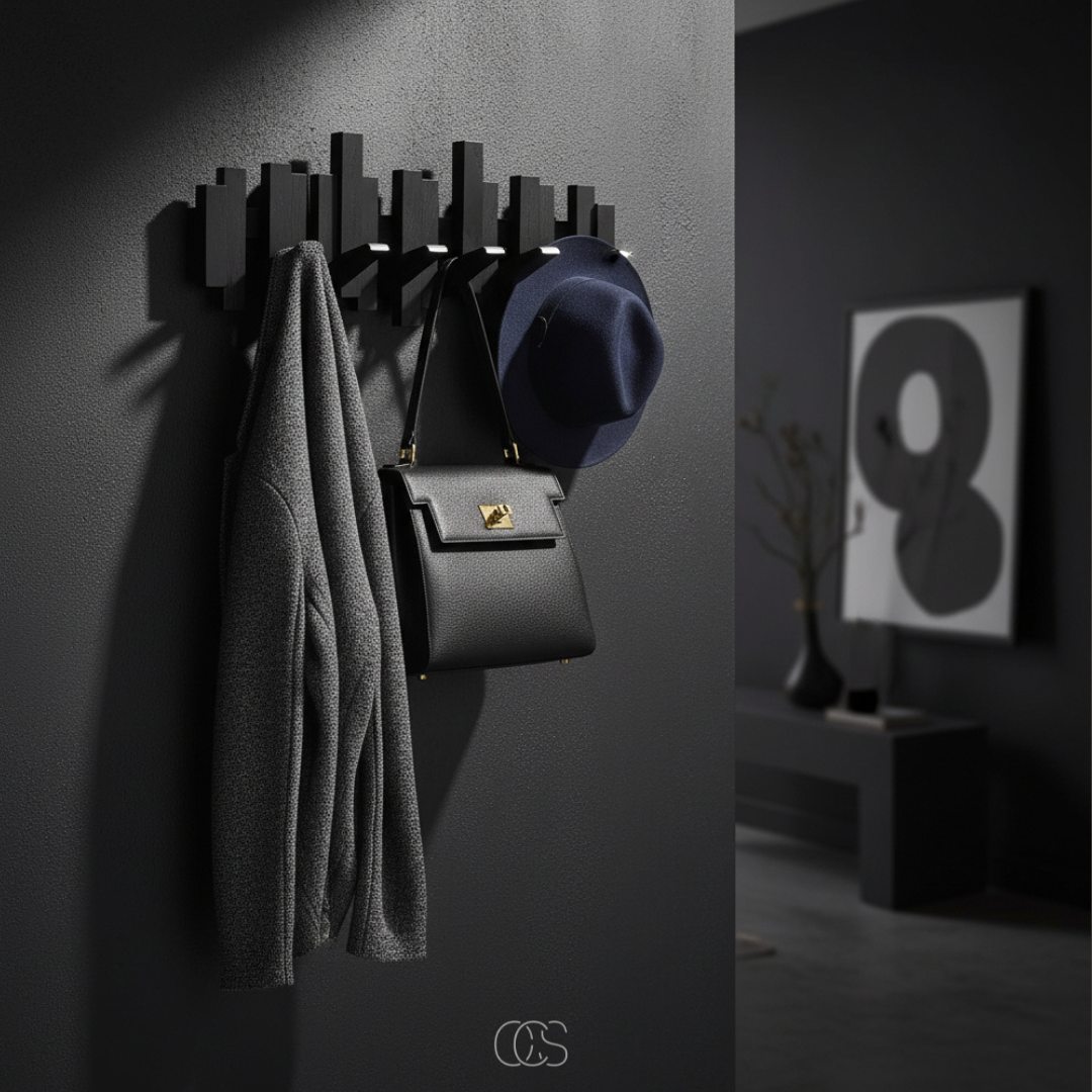Wooden Piano Wall-Mounted Coat Rack with Folding Hooks - Hall and Bedroom