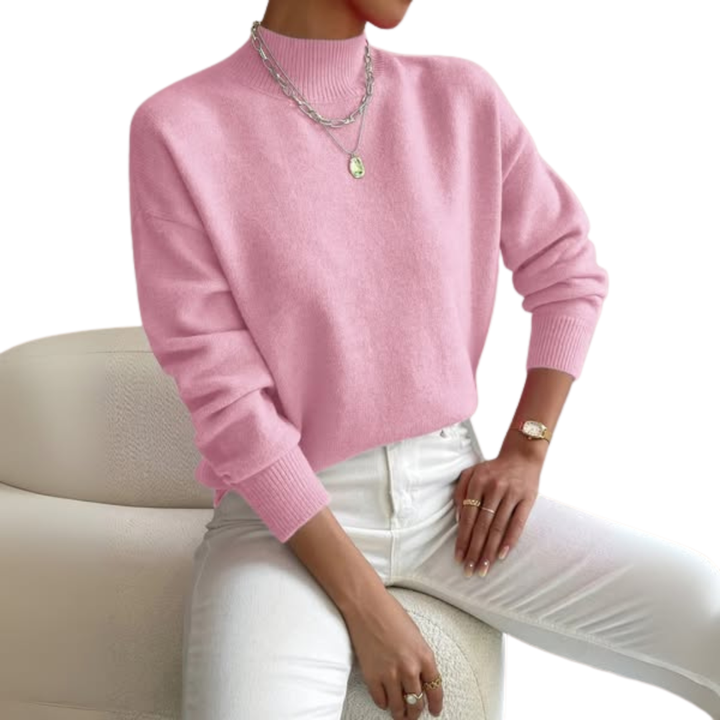 Women's classic polo-neck sweater in soft, breathable cotton