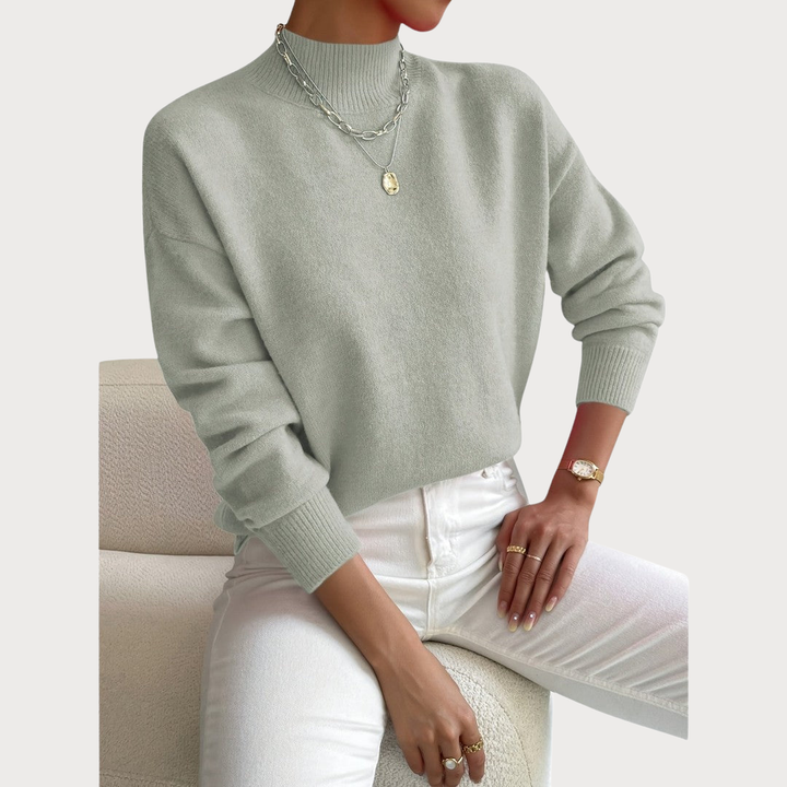 Women's classic polo-neck sweater in soft, breathable cotton