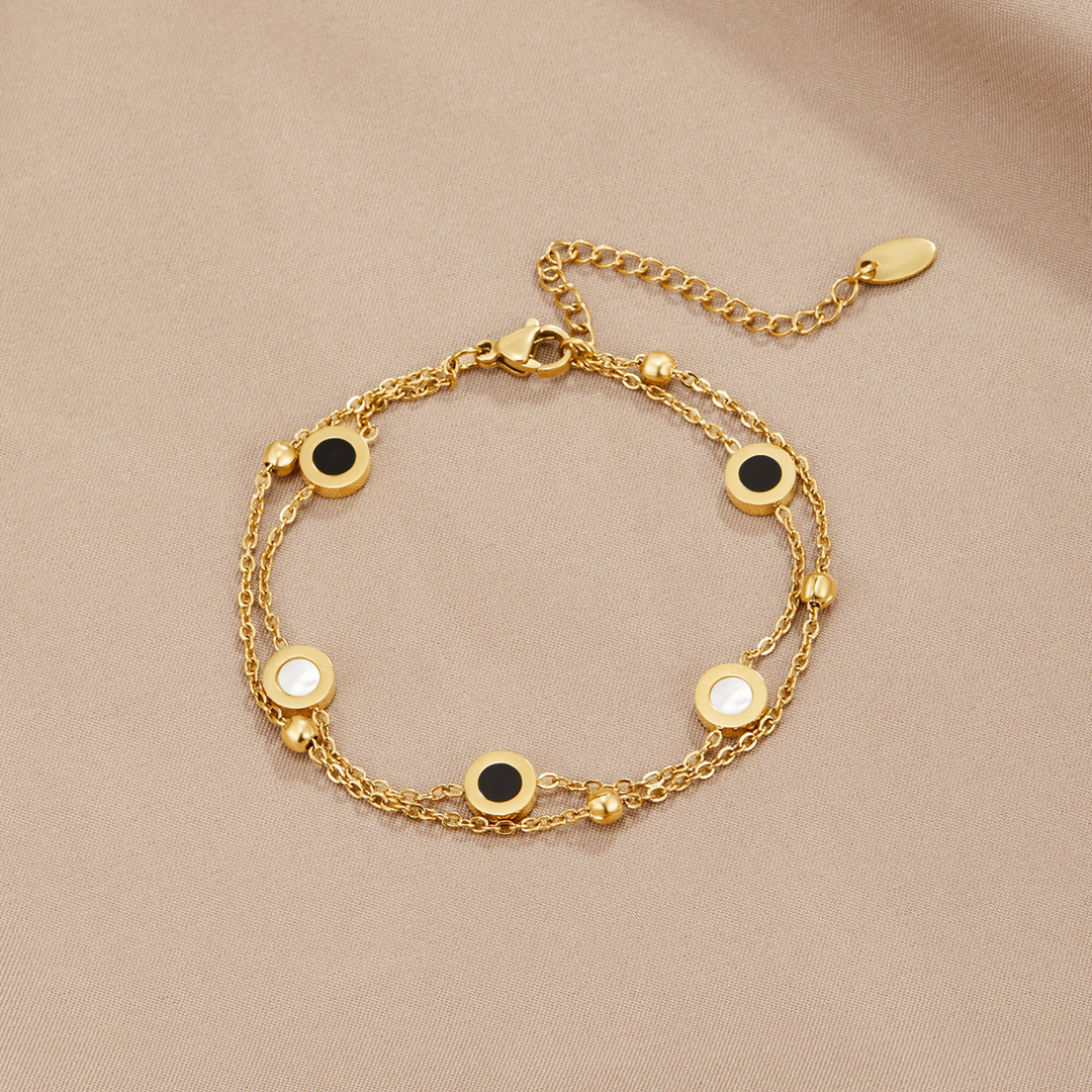 Elegant onyx and white stone bracelet