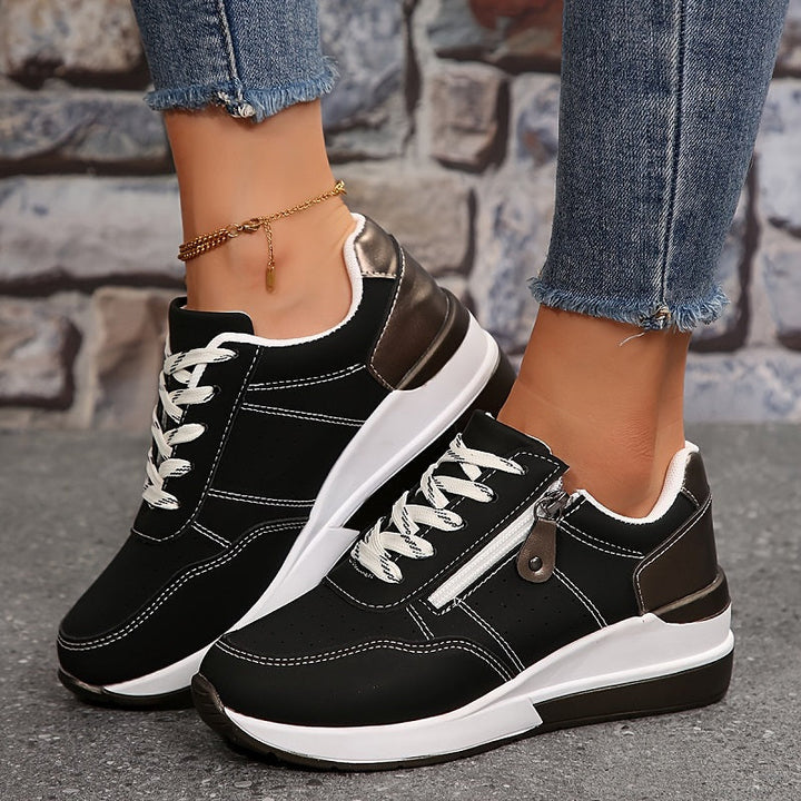 Orthopedic Women's Sneakers | Wedge Sole with Zip & Laces