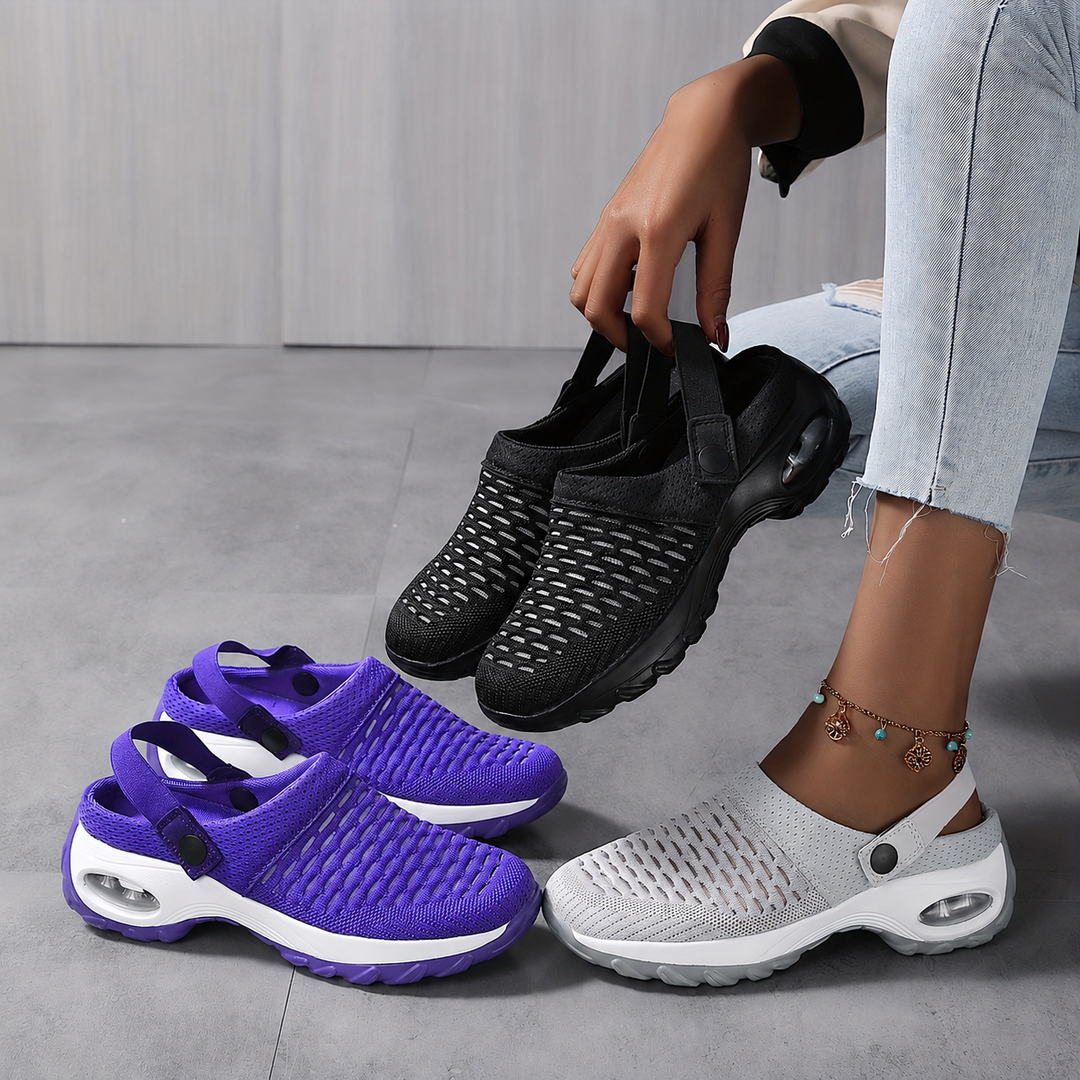 Orthopaedic Mesh Clogs for Women | Air-Cushion Support | Non-Slip Slip-Ons