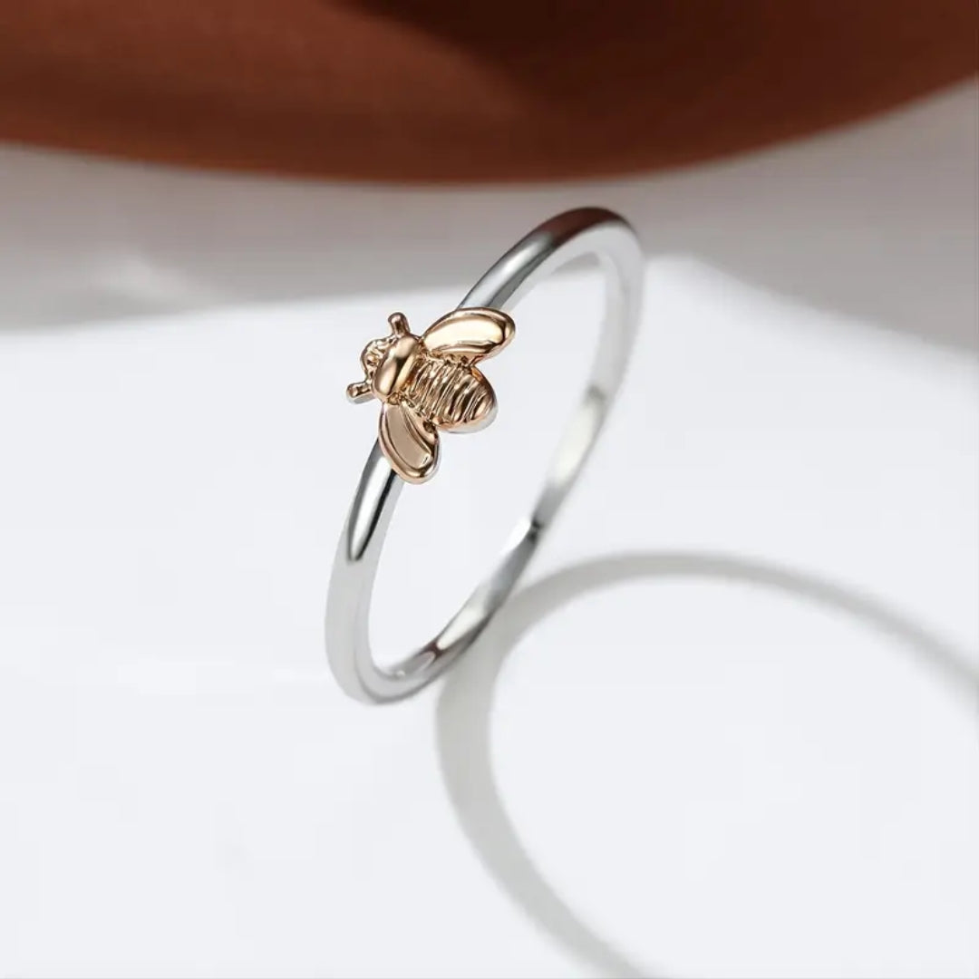 Silver ring with bee