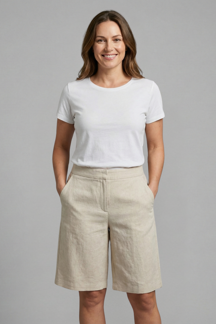 Women's High-Waisted Summer Shorts with Fitted Waist, Relaxed Everyday Fit