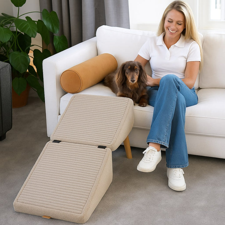 Pet Stair Stool - Folding Foam Steps for Sofas and Beds