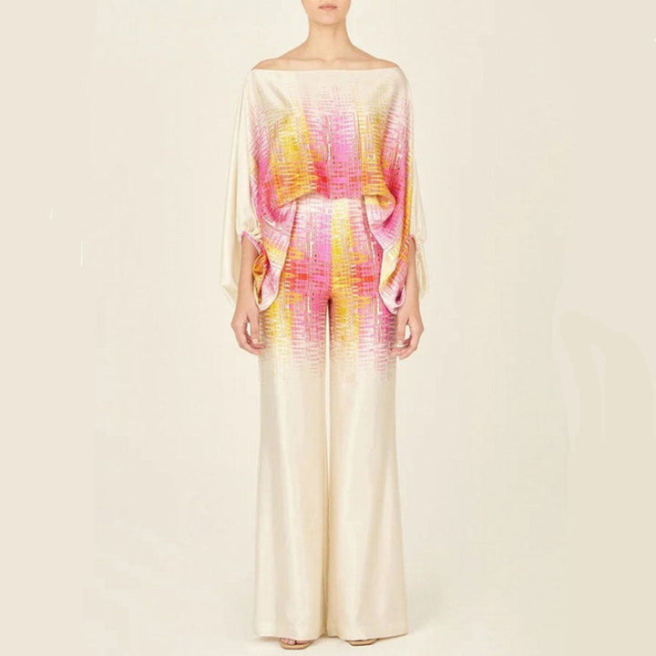 Off-Shoulder Style Women's Satin 2 Piece Set